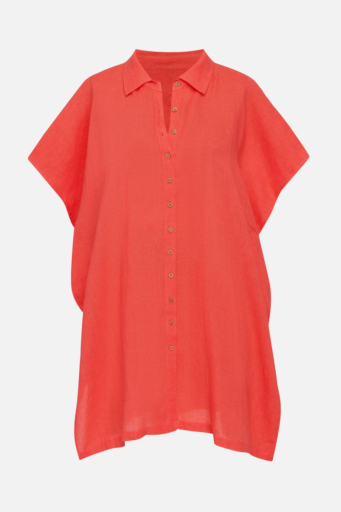 Orange oversized swim cover up shirt