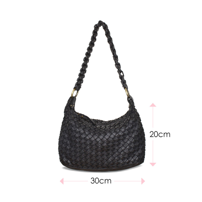 Bethany: Black Weave Leather Bags Sole Bliss Black Weave Leather