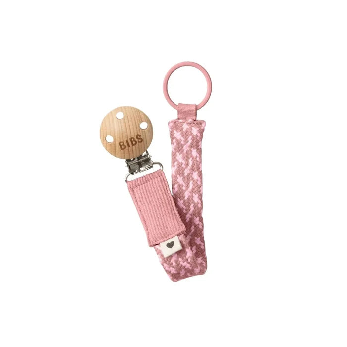 BIBS Soother Clip Braided - Dusty Pink & Baby Pink - ebebek - Black Friday