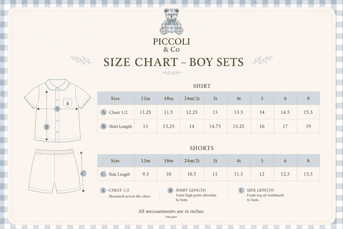 Birthday Boy Gingham French Knot Blue 2-Piece Set
