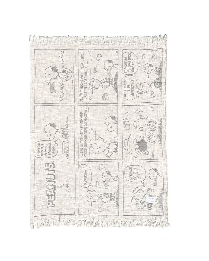 Blanket PEANUTS BASEBALL Comic Strip Cotton Black / White 4.25 x 6.5ft