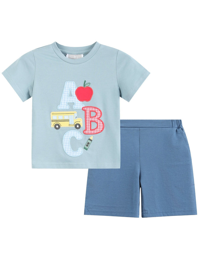 Blue ABC School Shirt and Shorts Set - Lil Cactus