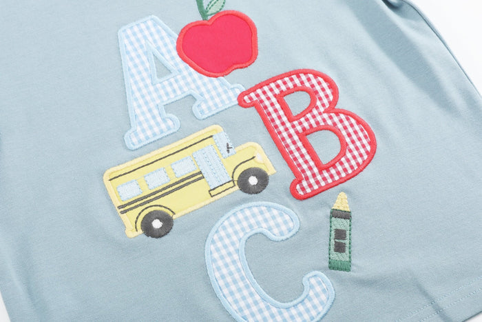 Blue ABC School Shirt and Shorts Set - Lil Cactus