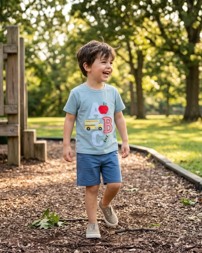 Blue ABC School Shirt and Shorts Set - Lil Cactus