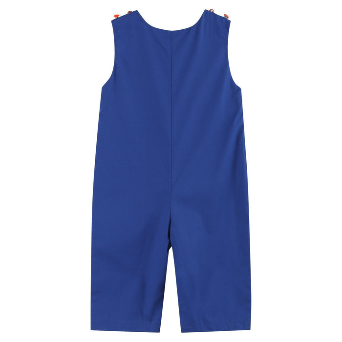 Blue and Orange Football Smocked Overalls - Lil Cactus