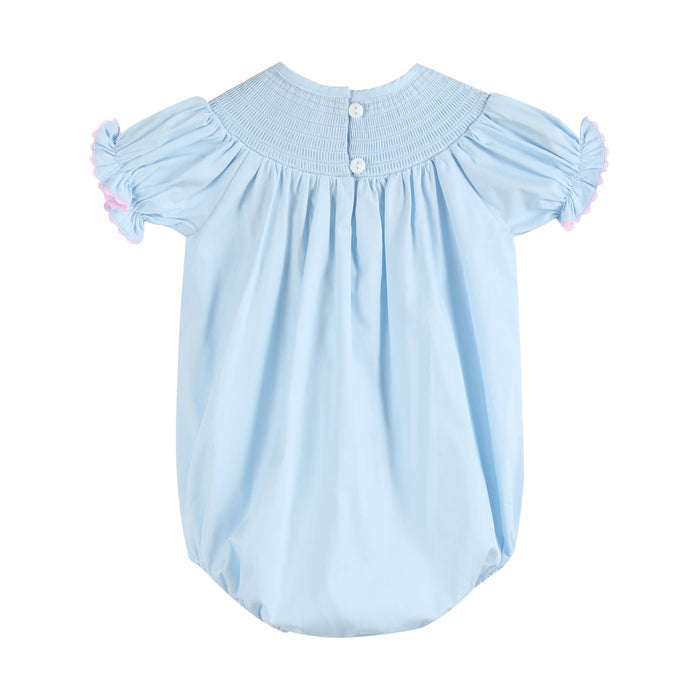 Blue and Pink Bow Smocked Romper - Lil Cactus