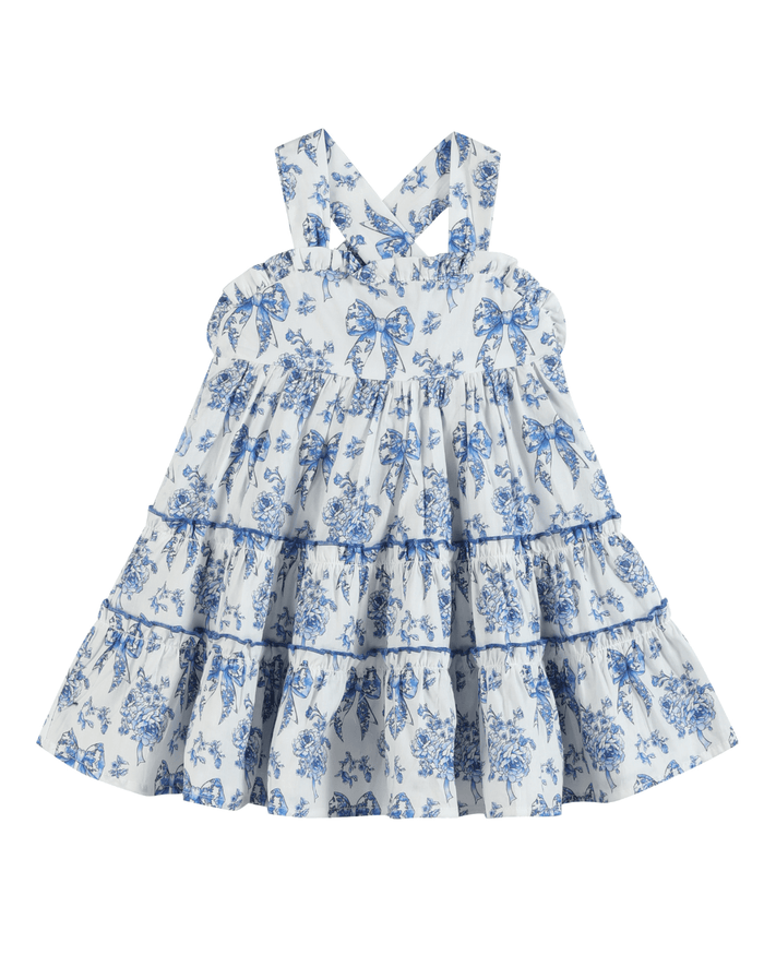 Blue and White Print Layered Sundress - Lil Cactus
