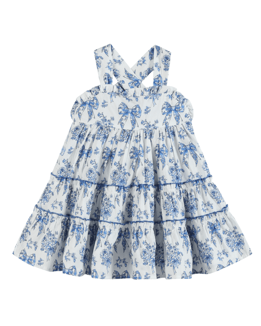 Blue and White Print Layered Sundress - Lil Cactus