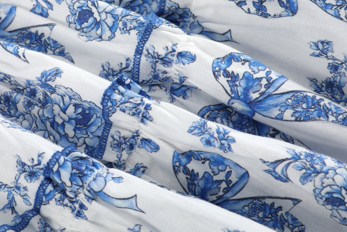 Blue and White Print Layered Sundress - Lil Cactus