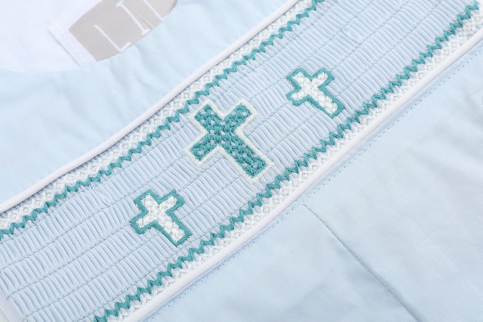 Blue Crosses Smocked JonJon - Lil Cactus