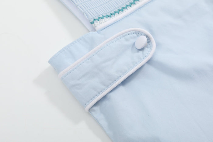 Blue Crosses Smocked JonJon - Lil Cactus