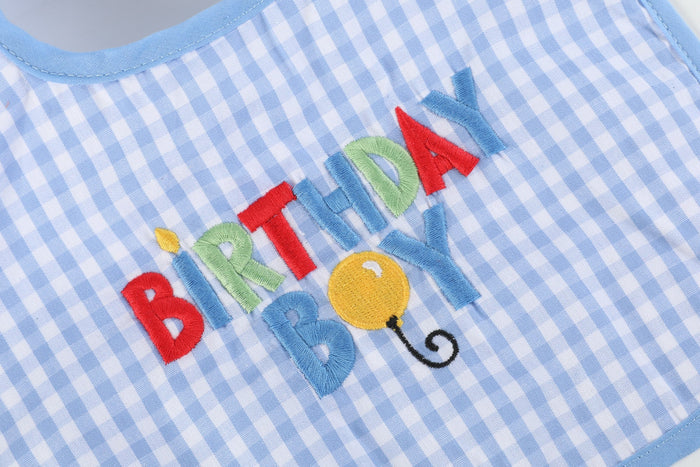 Blue Gingham 'Birthday Boy' Bib - Lil Cactus