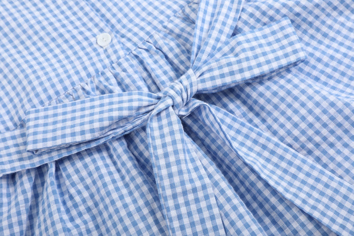 Blue Gingham Crawfish Smocked Dress - Lil Cactus