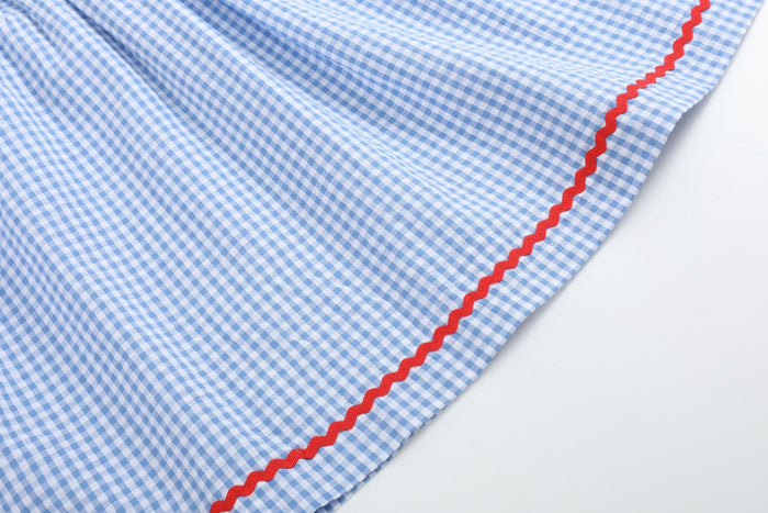 Blue Gingham Crawfish Smocked Dress - Lil Cactus
