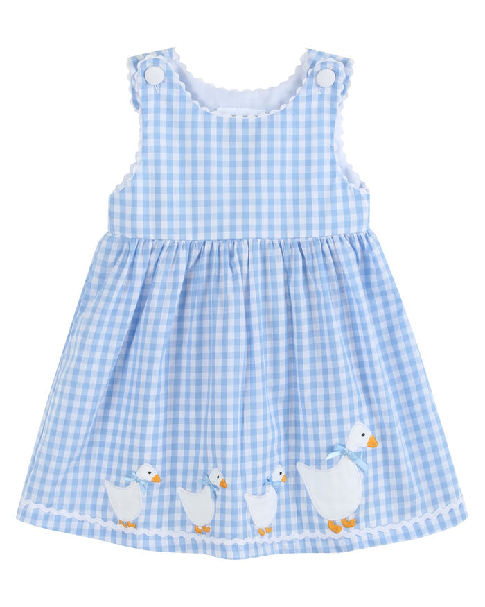 Blue Gingham Goose A Line Dress - Lil Cactus