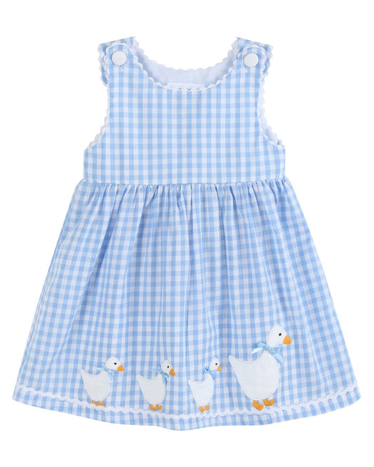 Blue Gingham Goose A Line Dress - Lil Cactus