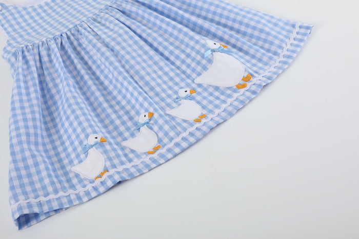 Blue Gingham Goose A Line Dress - Lil Cactus
