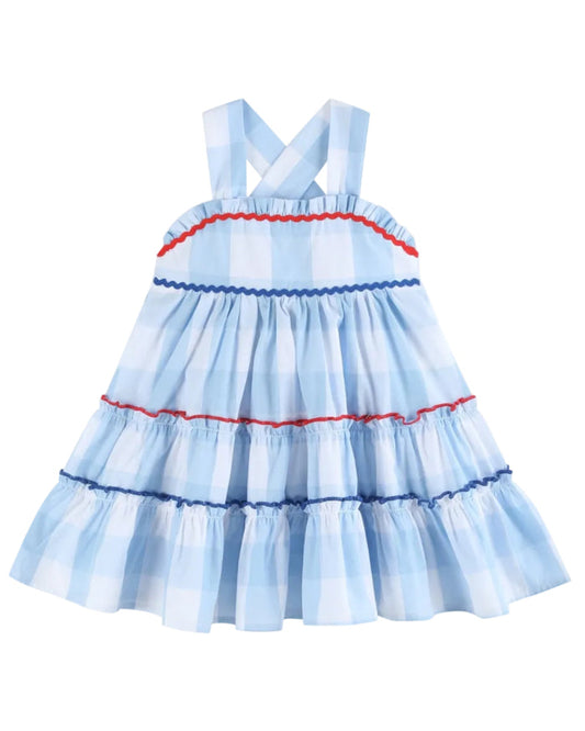 Blue Gingham Layered Sundress - Lil Cactus