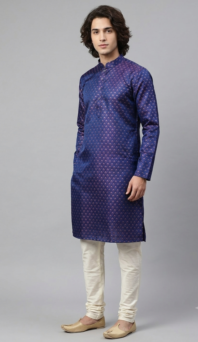 Blue Jaquard Kurta