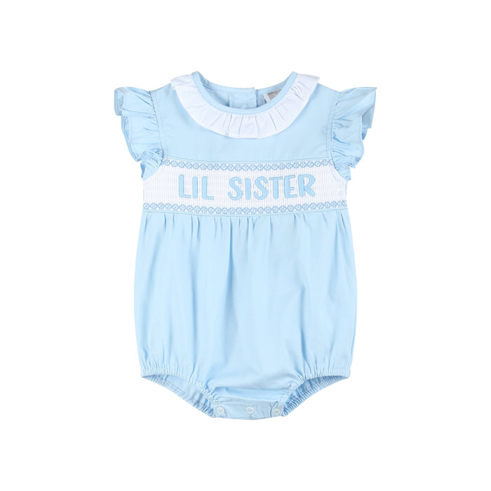 Blue Lil Sister Smocked Romper - Lil Cactus