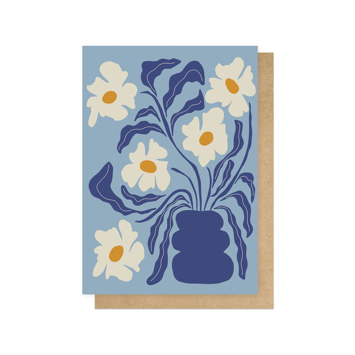 Blue Moon Flower Pot Greetings Card