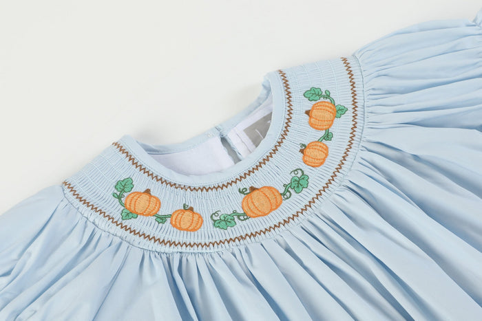 Blue Pumpkin Smocked Bishop Dress - Lil Cactus