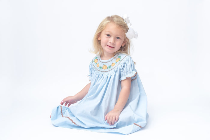 Blue Pumpkin Smocked Bishop Dress - Lil Cactus