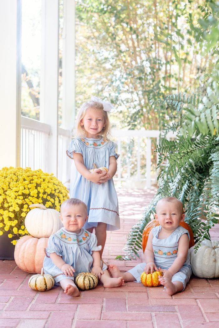 Blue Pumpkin Smocked Bishop Dress - Lil Cactus