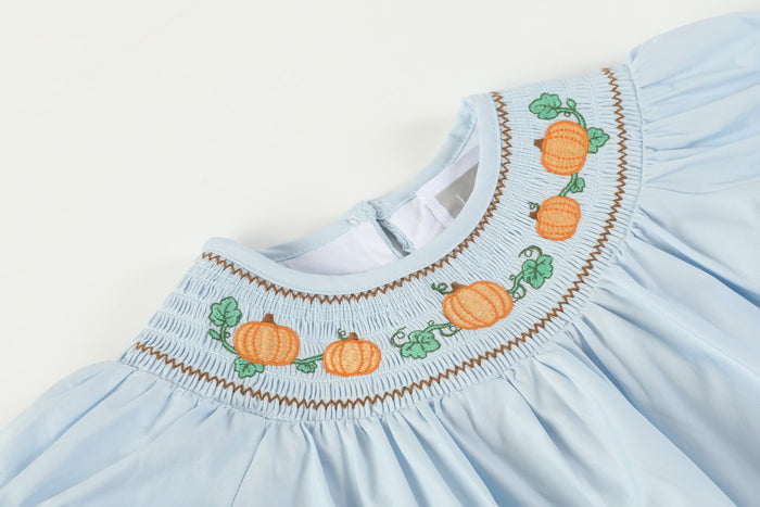 Blue Pumpkin Smocked Dress and Bloomers Set - Lil Cactus