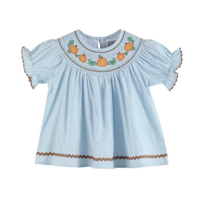 Blue Pumpkin Smocked Dress and Bloomers Set - Lil Cactus