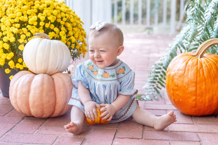 Blue Pumpkin Smocked Dress and Bloomers Set - Lil Cactus