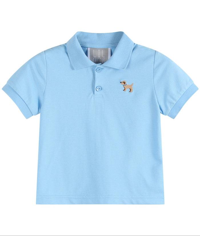 Blue Puppy Golf Shirt - Lil Cactus