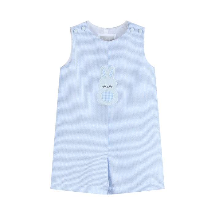 Blue Seersucker Gingham Bunny Shortall - Lil Cactus