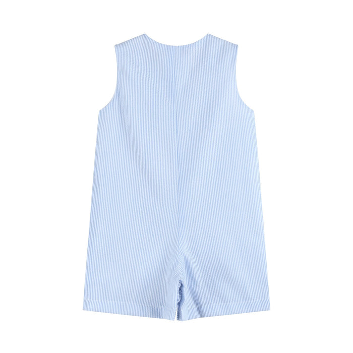 Blue Seersucker Gingham Bunny Shortall - Lil Cactus