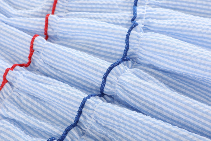 Blue Seersucker USA Flag Layered Sundress - Lil Cactus