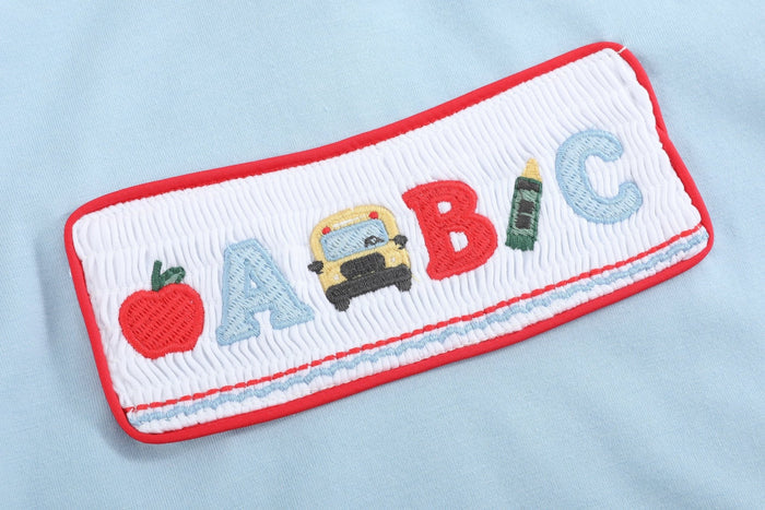 Blue Smocked ABC School Shirt and Shorts Set - Lil Cactus