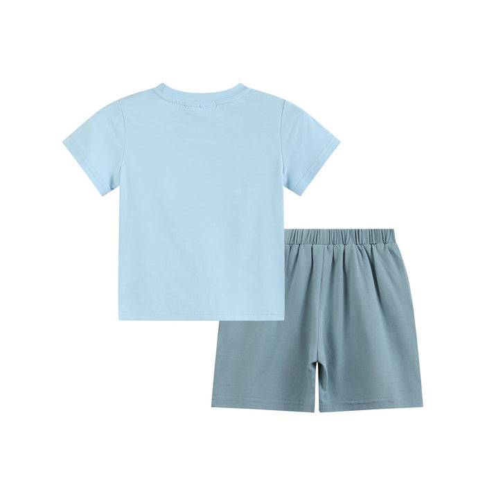 Blue Smocked ABC School Shirt and Shorts Set - Lil Cactus
