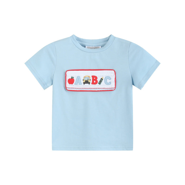 Blue Smocked ABC School Shirt and Shorts Set - Lil Cactus