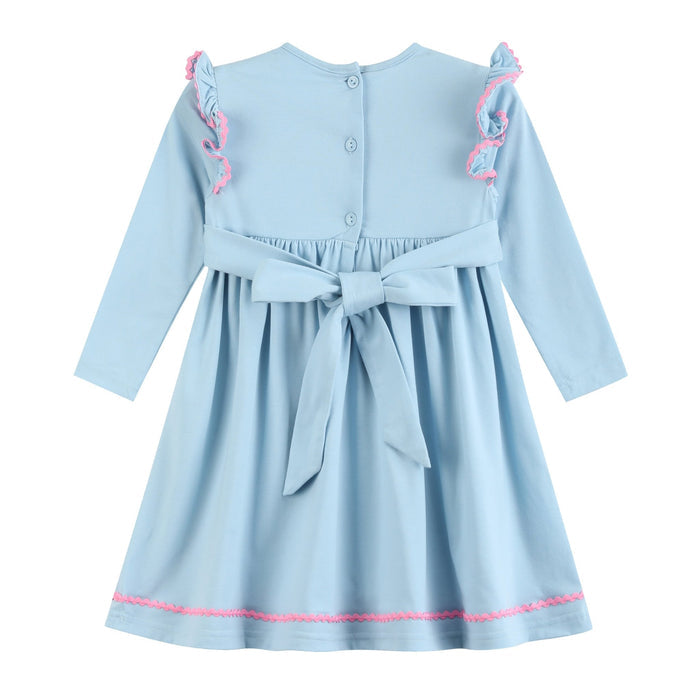 Blue Smocked Knit ABC School Dress - Lil Cactus