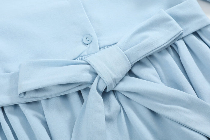 Blue Smocked Knit ABC School Dress - Lil Cactus