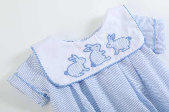Blue Stripe Bunny Romper - Lil Cactus