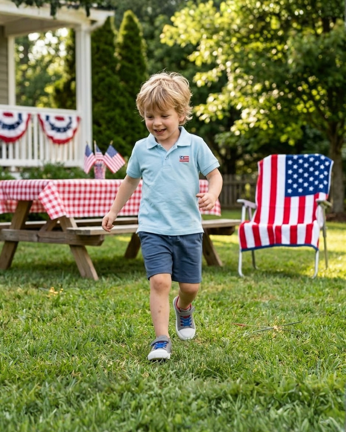 Blue USA Flag Polo Shirt - Lil Cactus