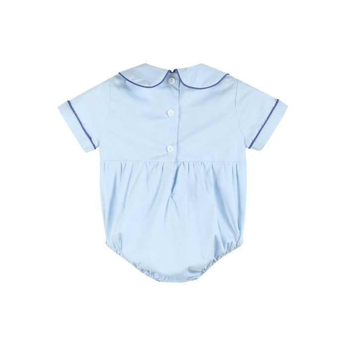 Blue Whale Smocked Collared Bubble Romper - Lil Cactus