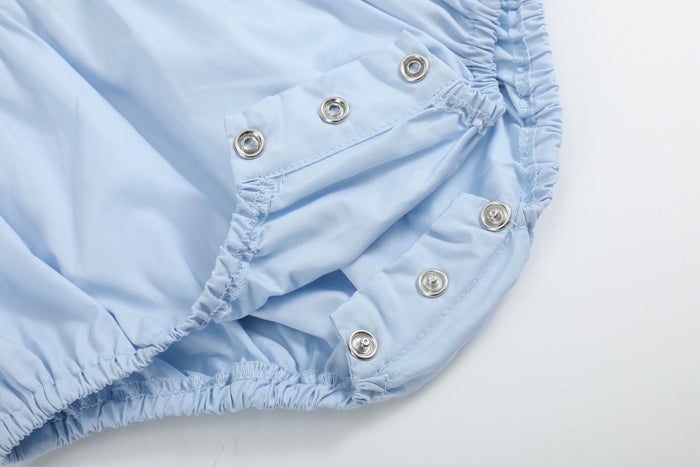 Blue Whale Smocked Collared Bubble Romper - Lil Cactus