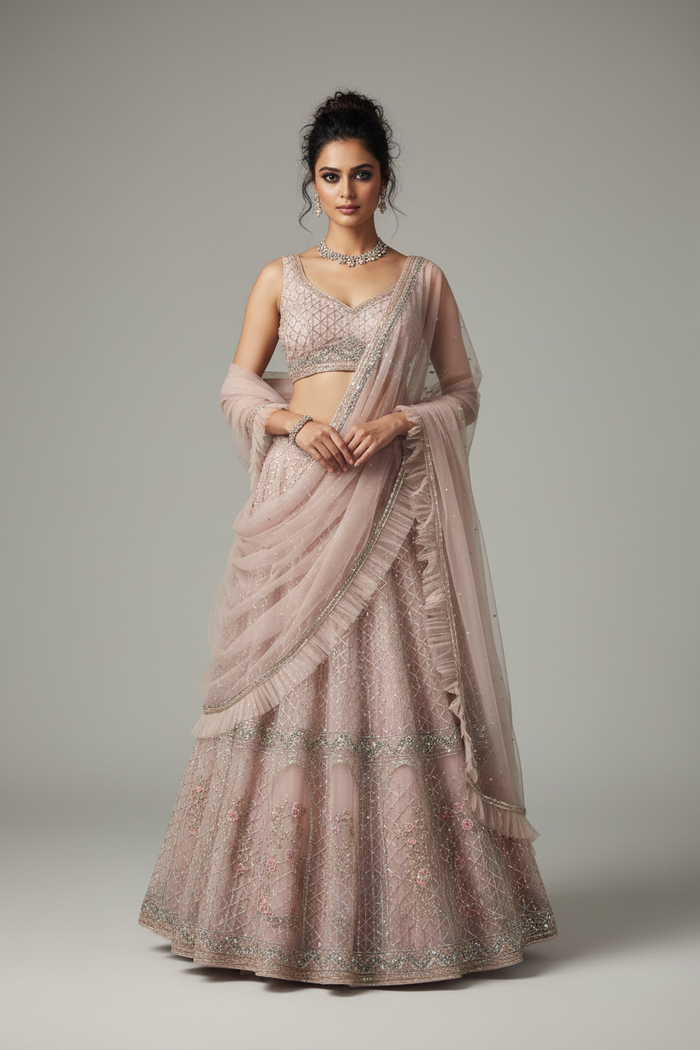 Blush Sequin Lehenga Set