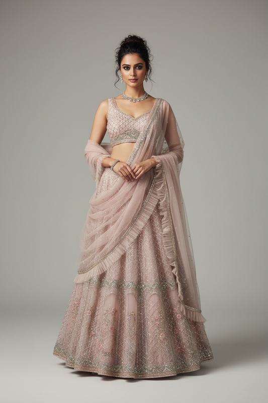 Blush Sequin Lehenga Set