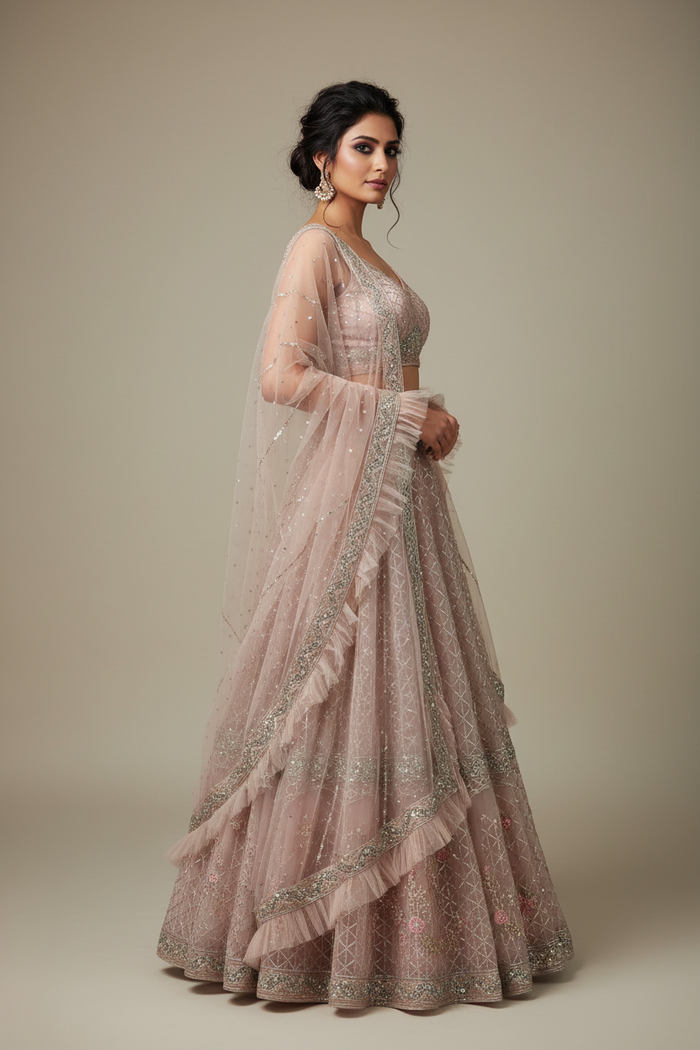 Blush Sequin Lehenga Set