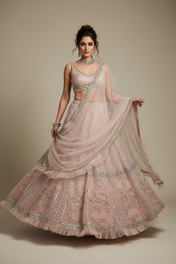 Blush Sequin Lehenga Set