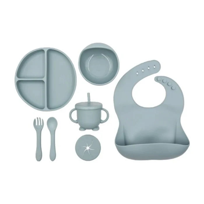 BLW Essentials Silicone Feeding Set - Dusky Blue - ebebek - Black Friday