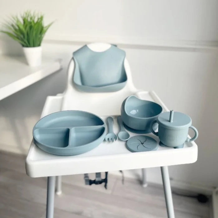 BLW Essentials Silicone Feeding Set - Dusky Blue - ebebek - Black Friday